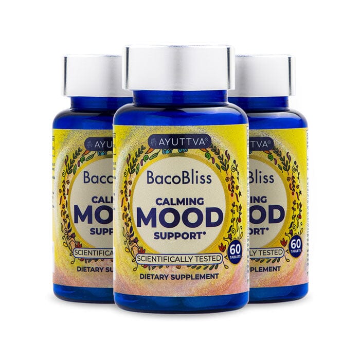 BacoBliss I Scientifically Tested Mood Support Formula I With 10+ powerful ingredients for Calm, Relaxation and Occasional Stress Relief - Pack of 3