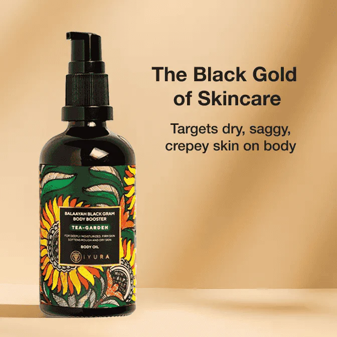 Balaayah Black Gram Body Booster | Tea-Garden Blend - iYURA's Ayurvedic, Skin-Firming Body Oil - For Dry, Mature, Aging Skin
