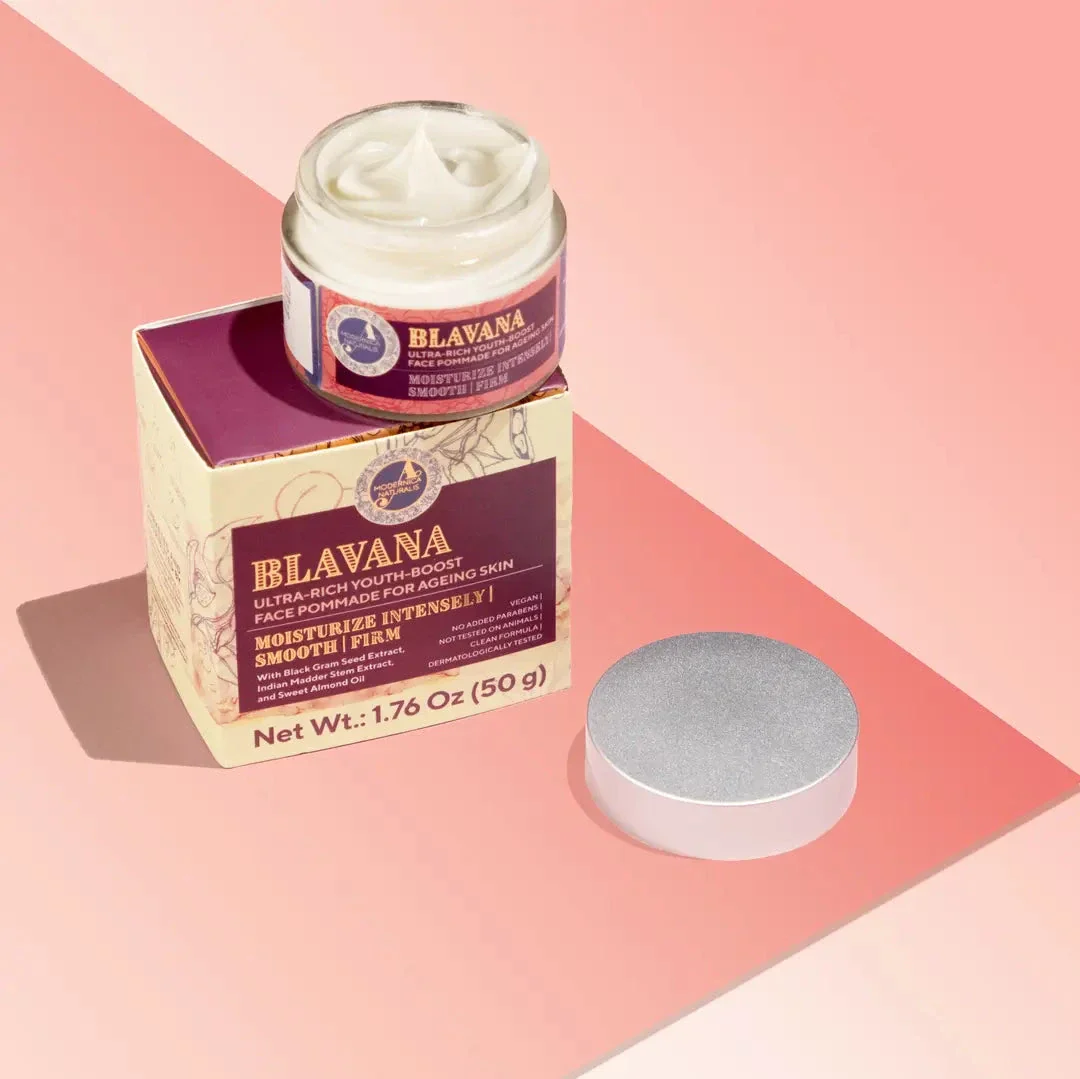 Blavana Ultra-Rich Youth-Boost Face Pommade - With Black Gram & Manjistha - For Dry, Aging, Mature, Dull Skin - Image 3