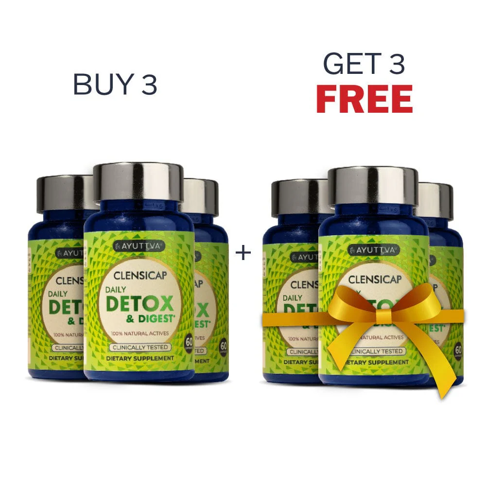 Clensicap - Detox Supplement for Improved Strength, Stamina, Sleep and Digestion - Pack of 3 - Get FREE Clensicap Pack of 3