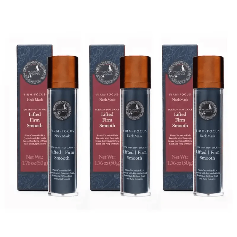 Firm-Focus Neck Mask - Lifts, Firms, Smooths the look of Loose, Saggy Skin on the Neck, Jaw, Chin & Upper Chest - Focused Neck Firming Action with Phyto-Ceramides and Water Lily - Pack of 3
