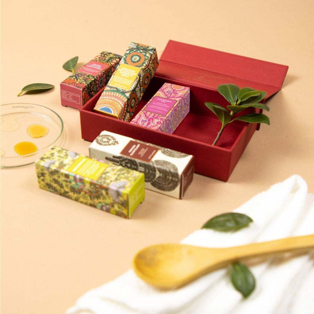 Mini Face Oil Kit with Kansa Face Wand - 5 Ayurvedic Face Oils with Facial Massage Tool - Image 4