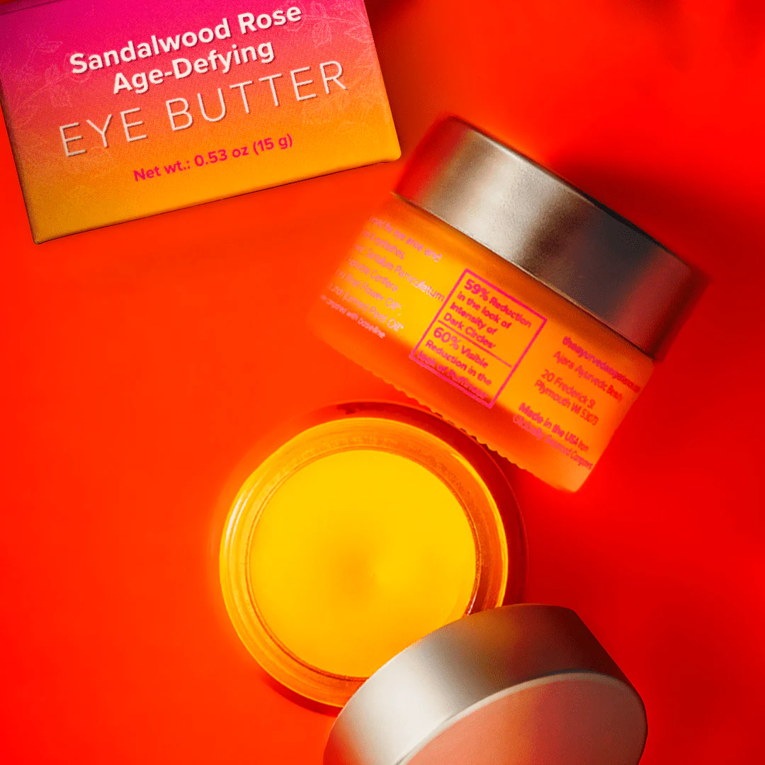 Sandalwood Rose Age-Defying Eye Butter - With Ghee, Sandalwood + Other Ayurvedic Ingredients - For Tired-Looking Eyes - Image 3