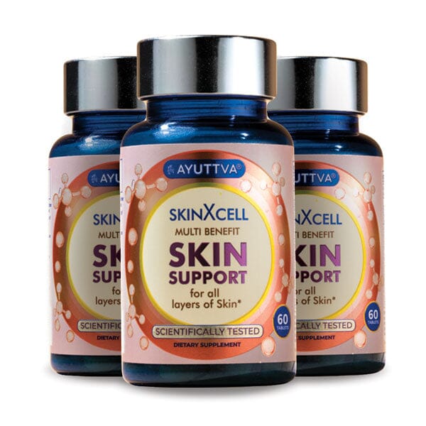 SkinXcell : Multi Benefit Skin Support For ALL Layers | VEGAN Collagen Booster - Pack of 3
